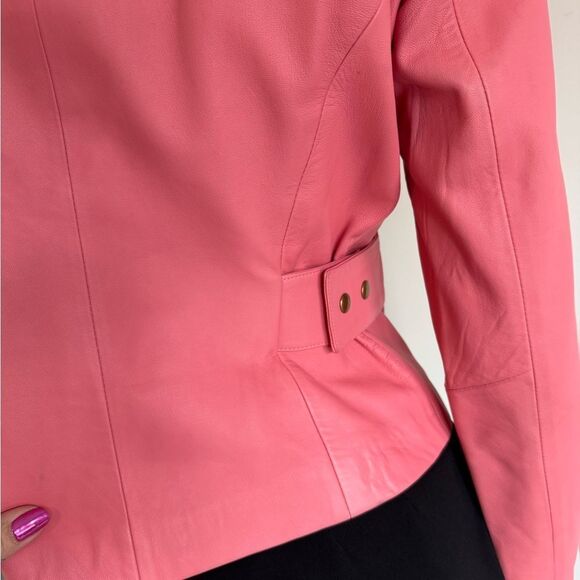 Vintage Women's Pink Leather Jacket - Picture 4 of 6
